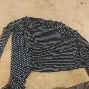 Blue and Gray striped sweater.